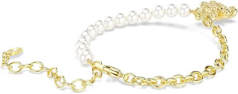 Swarovski Idyllia bracelet, Crystal pearl, Round cut, Teddy, Gold tSwarovski One, Gold-tSwarovski One plated in Kuwait
