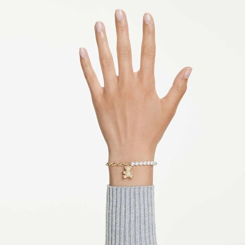 Swarovski Idyllia bracelet, Crystal pearl, Round cut, Teddy, Gold tSwarovski One, Gold-tSwarovski One plated in Kuwait