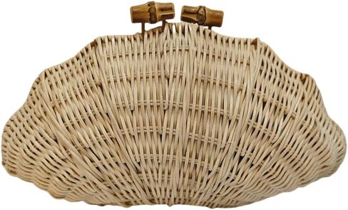 UMREN Hand-woven Shell Shaped Rattan Clutch Bag Summer Straw Clutch Purse Beach Wicker Handbags for Women Vacation Travel Bag in Saudi Arabia