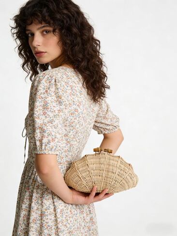 UMREN Hand-woven Shell Shaped Rattan Clutch Bag Summer Straw Clutch Purse Beach Wicker Handbags for Women Vacation Travel Bag in Saudi Arabia