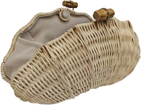 UMREN Hand-woven Shell Shaped Rattan Clutch Bag Summer Straw Clutch Purse Beach Wicker Handbags for Women Vacation Travel Bag in Saudi Arabia