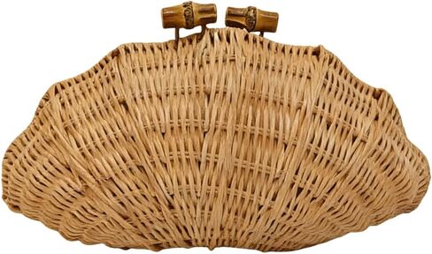 UMREN Hand-woven Shell Shaped Rattan Clutch Bag Summer Straw Clutch Purse Beach Wicker Handbags for Women Vacation Travel Bag in Saudi Arabia