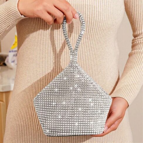 Rhinestone Bags Rhinestone Evening Bag, Glitter Prom Purse Triangle Designer Clutch Bag for Party Wedding in Kuwait