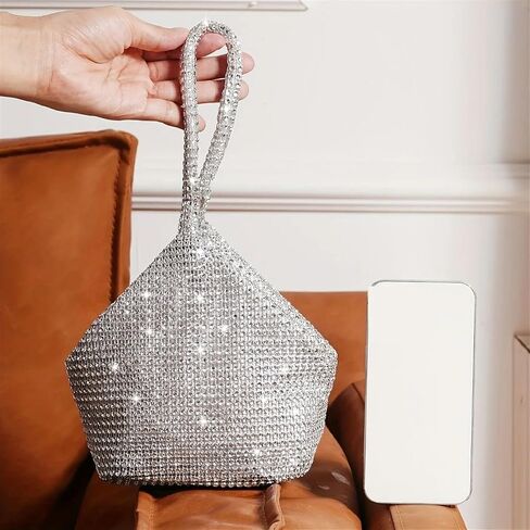 Rhinestone Bags Rhinestone Evening Bag, Glitter Prom Purse Triangle Designer Clutch Bag for Party Wedding in Kuwait