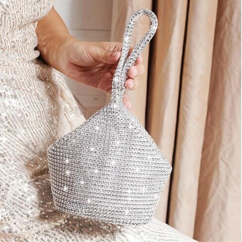 Rhinestone Bags Rhinestone Evening Bag, Glitter Prom Purse Triangle Designer Clutch Bag for Party Wedding in Kuwait