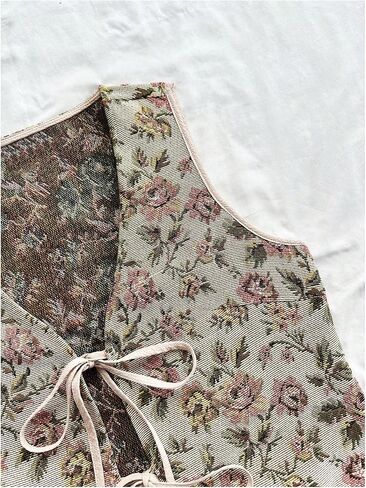 MakeMeChic Women's Boho Vintage Plus Size Floral Vests Sleeveless V Neck Tie Front Vest Outerwear in Kuwait