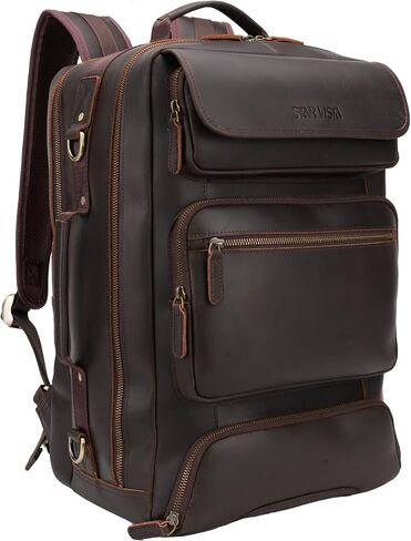 STAR VISTA Voyager-02 Full Grain Leather Travel Backpack, 30L Luxurious Capacity, All-in-One Duffle Backpack for Global Jet-set Voyagers, 16" Laptop Compatible, Canvas Lining in Saudi Arabia