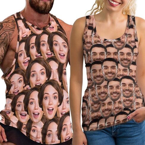 Custom Face Tank Tops Vest,4th of July Shirts for Men Women, Personalized Photo Shirts,Independence Day Gifts in Saudi Arabia