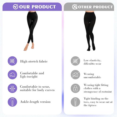 Caprilite Women's 80D Semi Opaque Tights,Sheer Black Footless Tights,High Waist Solid Color Pantyhose Stockings in Saudi Arabia