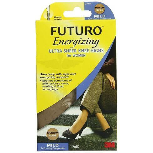 Futuro Beyond Support Ultra Sheer Knee High, Beige, Mild Compression, Large , 1 pair in Kuwait