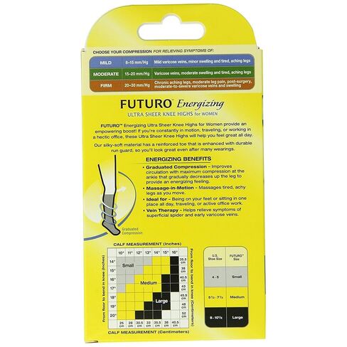 Futuro Beyond Support Ultra Sheer Knee High, Beige, Mild Compression, Large , 1 pair in Kuwait