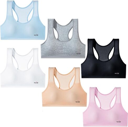 Teen Girls Sports Bras 6Pack Cotton Underwear and Wire-Free Bra for Kids 8-16 Years in Kuwait
