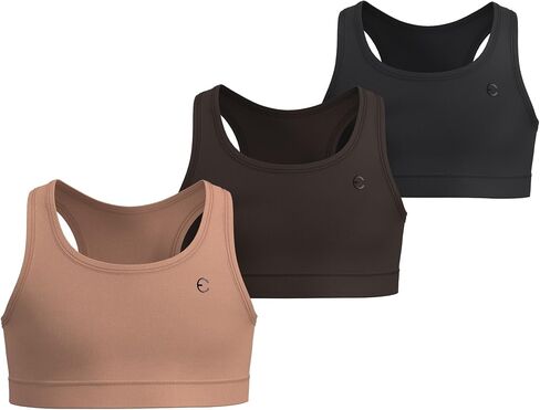 Girls Sports Bra 3-Pack - Padded Racerback Training Bras for Kids, Teens, Stretch Athletic Yoga Crop Top 3-16 Years in Saudi Arabia