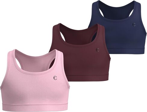 Girls Sports Bra 3-Pack - Padded Racerback Training Bras for Kids, Teens, Stretch Athletic Yoga Crop Top 3-16 Years in Saudi Arabia
