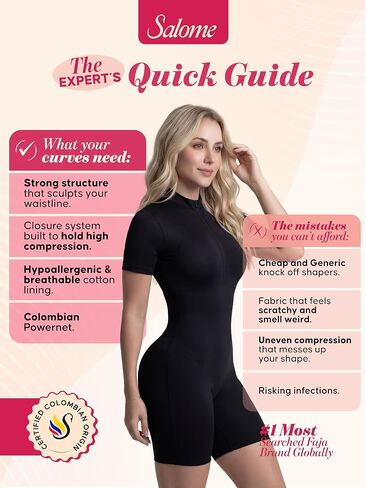 Salome Zip Up Bodysuit, Compression One Piece Body | Short Sleeve Athletic Romper with Front Zipper, Soft Shaping Control in Saudi Arabia