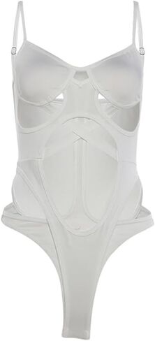 SINROYEE Womens Sexy Deep V Neck Backless Sleeveless Goth Bodysuits for Going Out Tank Tops in Kuwait