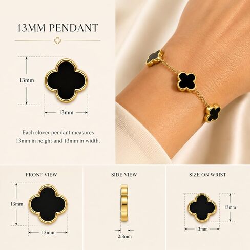 2 PC Set I 18K Gold Plated Four Leaf Clover Bracelet I Dainty Clover Bracelets For Women I Mothers Day Gift I Anniversary I Wedding I Occasion in Saudi Arabia