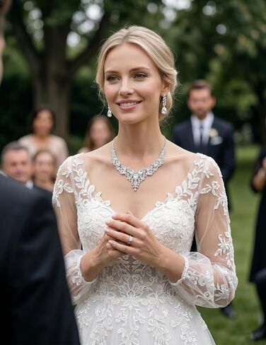 ORAZIO Silver Plated Jewelry Set for Women Rhinestone Necklace and Earring Crystal Bridal Wedding Jewelry Sets for Bride Bridesmaid Prom Costume Accessories in Kuwait