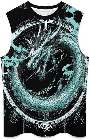 Men Vintage Viking Runes Symbols Norse Compass Animal Mythology Tank Top Sleeveless T Shirt in Saudi Arabia
