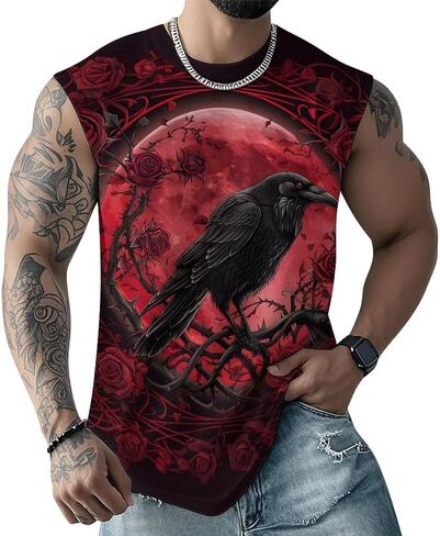 Men Vintage Viking Runes Symbols Norse Compass Animal Mythology Tank Top Sleeveless T Shirt in Saudi Arabia