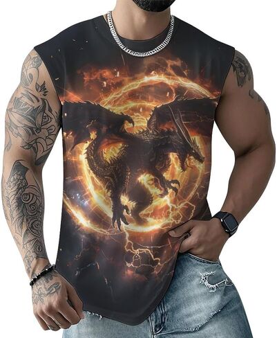 Men Vintage Viking Runes Symbols Norse Compass Animal Mythology Tank Top Sleeveless T Shirt in Saudi Arabia