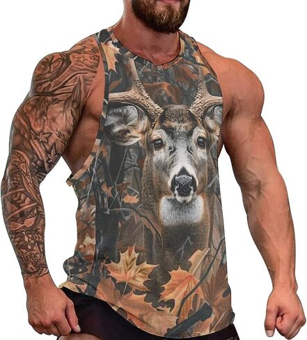 Camouflage Hunting Camo Tank Tops for Men Animal Print Workout Casual Sleeveless Shirts in Saudi Arabia