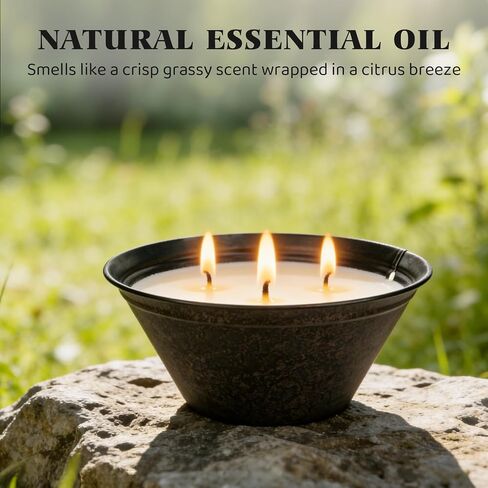 Citronella Candles Outdoor Large 23oz 3-Wick Natural Citronella Lemongrass Soy Wax Bucket Candle Up to 100 Hours Outdoor Candles for Patio,Yard,Fishing,Home Decor,Backyard in Summer in Saudi Arabia