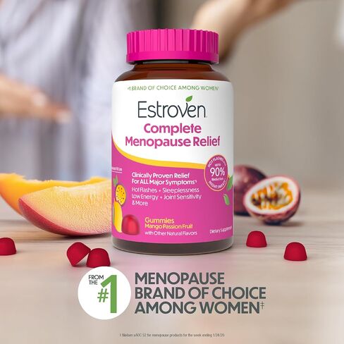 Estroven® Complete Menopause Relief Gummies for Women Mango Passionfruit Flavor, 30 Count, Hormone Free and Drug Free Daily Supplement for Hot Flashes and Night Sweats in Saudi Arabia