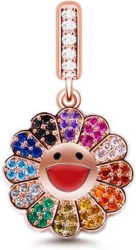 GNOCE Customised Sunflower Charms Pendant Christmas Charms Gifts Sterling Silver Personalized Photo Charm With Colorful Cubic Zirconia fit All Bracelets Necklaces in Kuwait