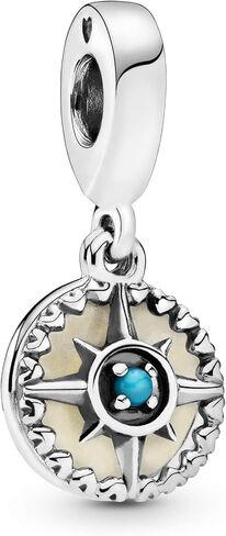 Pandora Jewelry Blue Compass Rose Dangle Crystal Charm in Sterling Silver in Kuwait