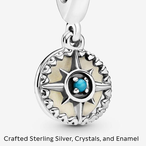 Pandora Jewelry Blue Compass Rose Dangle Crystal Charm in Sterling Silver in Kuwait