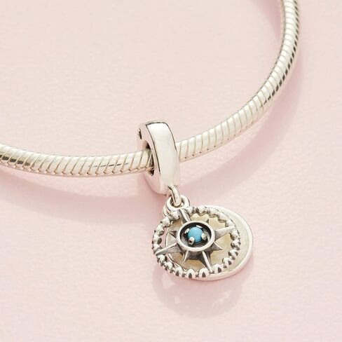 Pandora Jewelry Blue Compass Rose Dangle Crystal Charm in Sterling Silver in Kuwait