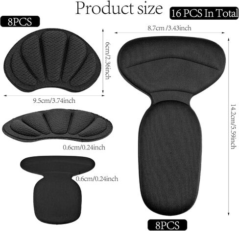 Yuanchu Back of Heel Cushion Pads, 8Pcs Reusable Adhesive Heel Grips Inserts - Anti Blister Heel Guards Liners Heel Protectors for Loose Shoes, Too Big Boots Improve Shoe Fit for Women Men in Kuwait