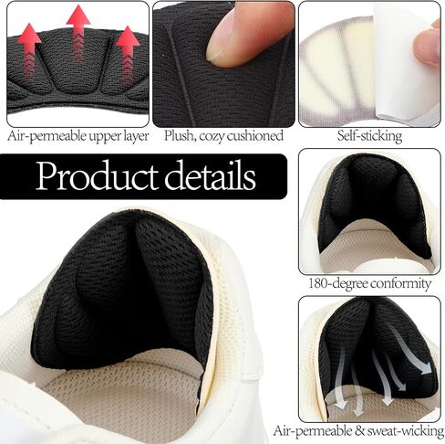 Yuanchu Back of Heel Cushion Pads, 8Pcs Reusable Adhesive Heel Grips Inserts - Anti Blister Heel Guards Liners Heel Protectors for Loose Shoes, Too Big Boots Improve Shoe Fit for Women Men in Kuwait
