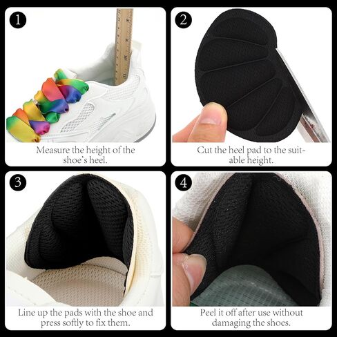Yuanchu Back of Heel Cushion Pads, 8Pcs Reusable Adhesive Heel Grips Inserts - Anti Blister Heel Guards Liners Heel Protectors for Loose Shoes, Too Big Boots Improve Shoe Fit for Women Men in Kuwait