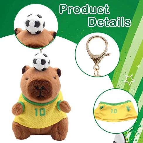 4 Pcs Soccer Capybara Plush Keychain, Capybara Stuffed Animals Plush Pendant for Soccer Game Gift, Bag Charms, Birthday Valentines Party Favors Gifts for Girls Boys in Kuwait