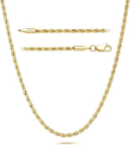MONA MILANI Gold Chain for Women 14K Gold Necklace for Women 14K Gold Rope Chain for Men Necklaces Subtle Spiral with Dynamic Shine Rope Chains Necklace for Mens Necklaces 16/18/20/22/24/26/30in in Saudi Arabia
