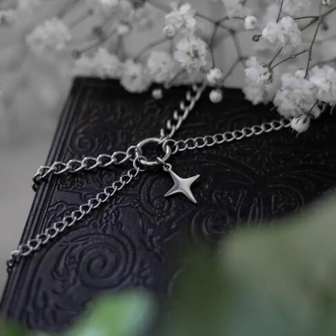 Layered Dainty Star Necklace Stainless Steel O Ring Choker Punk Y2K Collar Adjustable Celestial Jewelry for Women in Saudi Arabia