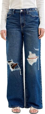 Judy Blue Womens Jeans - High Waisted Rigid Magic Column Destructed with Adjustable Waistband Tabs in Kuwait