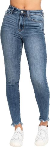 Judy Blue Womens Jeans - High Waisted Skinny with Destroy & Shark Bit Hem in Kuwait