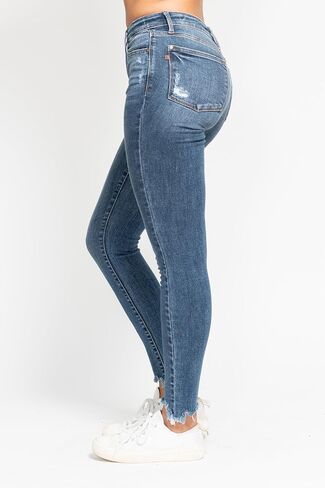 Judy Blue Womens Jeans - High Waisted Skinny with Destroy & Shark Bit Hem in Kuwait