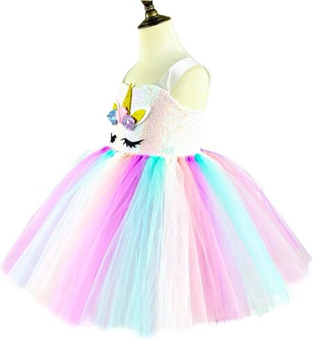 Handmade Sequin Unicorn Tutu Dress for Girls with Headband Kids Birthday Dance Party Costumes 3-10 Years in Saudi Arabia