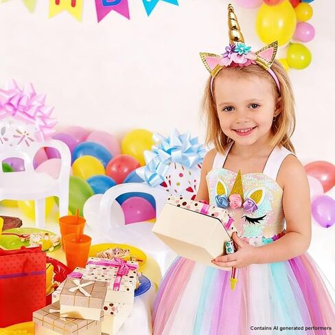 Handmade Sequin Unicorn Tutu Dress for Girls with Headband Kids Birthday Dance Party Costumes 3-10 Years in Saudi Arabia