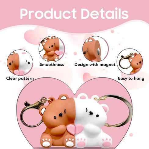 donciety Valentines Day Gifts, Bear Couple Keychain, Matching Keychains Cute Couple Gifts for Girlfriend Boyfriend Couples Matching Best Friend Keychain Birthday Valentine's Wife Husband Wedding in Saudi Arabia