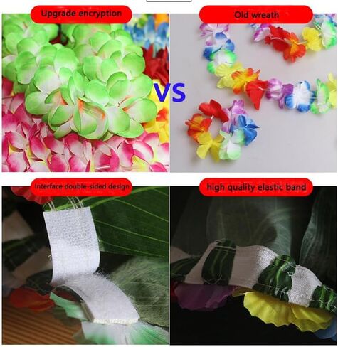 Hawaiian Hula Leaf Skirt Set Plus Size with Lei Necklace, Bracelet and Hair Clips, Tropical Hawaiian Costume Set in Saudi Arabia