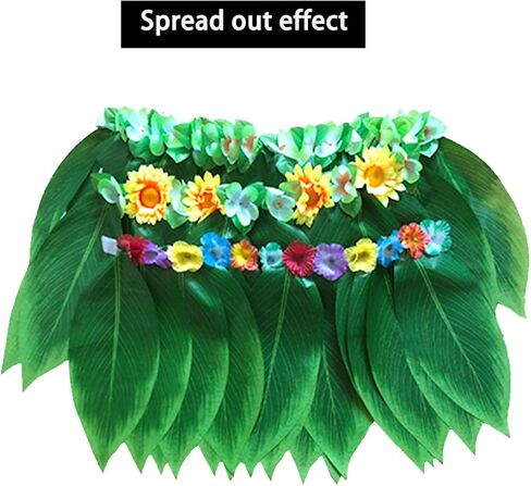 Hawaiian Hula Leaf Skirt Set Plus Size with Lei Necklace, Bracelet and Hair Clips, Tropical Hawaiian Costume Set in Saudi Arabia