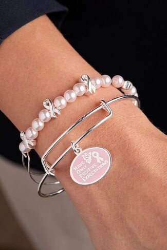 أساور Alex and Ani "HOPE" للتوعية بسرطان الثدي، مجموعة من 2، فضية لامعة in Kuwait