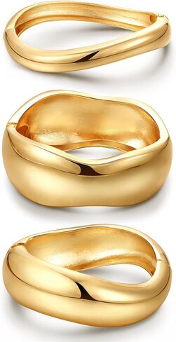 8YEARS Chunky Gold Bangle Bracelets for Women, 14k Gold Plated Cuff Bangles, Stack Bracelet Set Wide Trendy Fashion Jewelry Gifts in Saudi Arabia