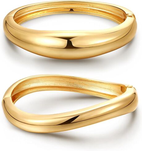 8YEARS Chunky Gold Bangle Bracelets for Women, 14k Gold Plated Cuff Bangles, Stack Bracelet Set Wide Trendy Fashion Jewelry Gifts in Saudi Arabia
