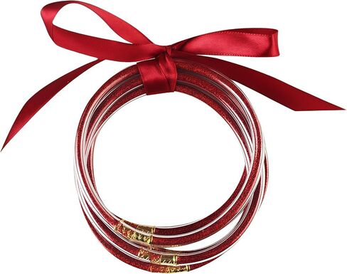 Colorful Glitter Filled Jelly Silicone Layered Lightweight Bangle Bracelets Sparkling Bowknot Geometric Round Soft Cuff Bracelet Festival Party Jewelry for Women in Saudi Arabia